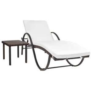 vidaXL Sols&auml;ng med dyna & bord konstrotting brun