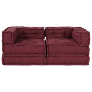vidaXL Modulsofa enhet 2 st Tyg Bordeaux 140 x 70 x 56 cm