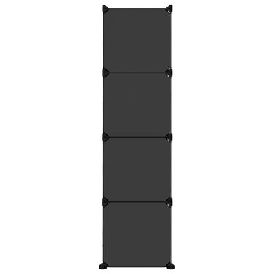vidaXL Förvaringskuber stapelbara 12 kuber med dörrar svart PP