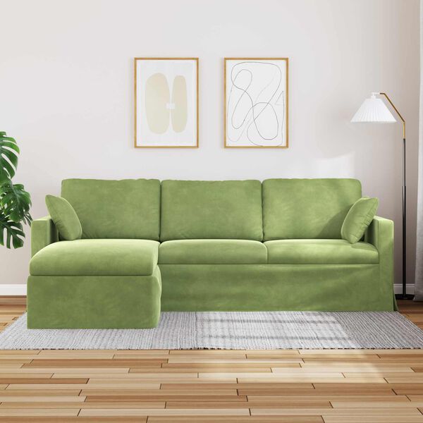 vidaXL Soffa Ljusgr&ouml;n 198 x 134 x 80 cm Sammet