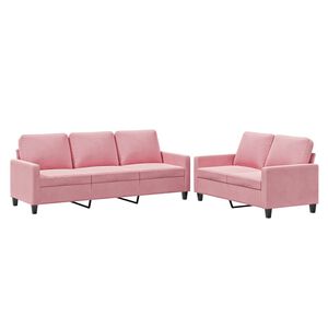 vidaXL Soffgrupp med dynor 2 delar rosa sammet