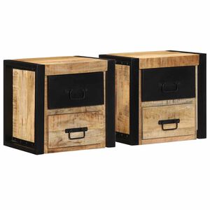 vidaXL S&auml;ngbord 2 st 40x35x40 cm massivt grovt tr&auml; mango