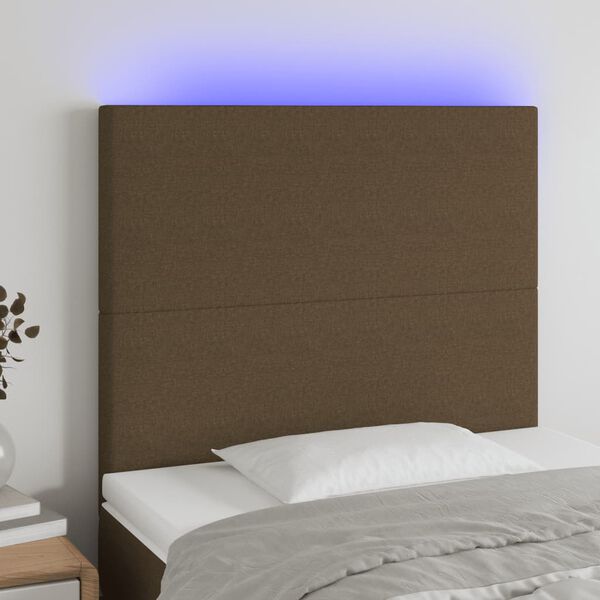 vidaXL S&auml;nggavel LED m&ouml;rkbrun 100x5x118/128 cm tyg