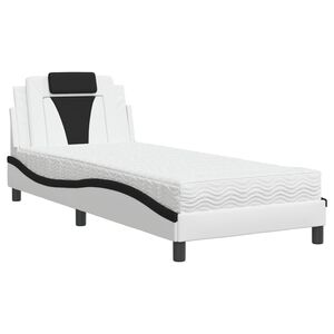 vidaXL Bed "Viana" with Mattress White and Black 80x200 cm Faux Leather