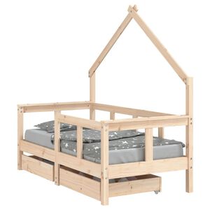 vidaXL S&auml;ngram f&ouml;r barns&auml;ng m. l&aring;dor 70x140 cm massiv furu