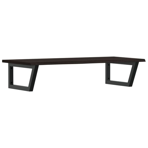 vidaXL V&auml;ggmonterad handfatshylla st&aring;l och massiv ek