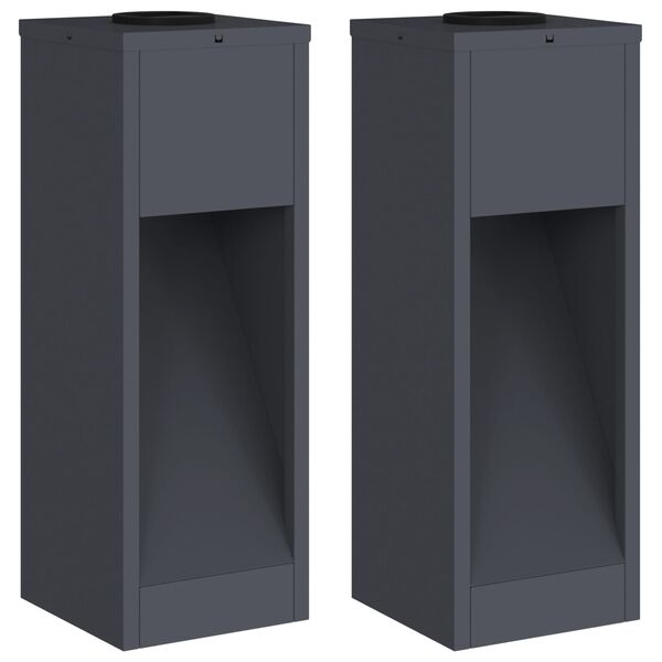 vidaXL Solcell LED-v&auml;gbelysning 2 pcs Antracit Kallvalsat st&aring;l