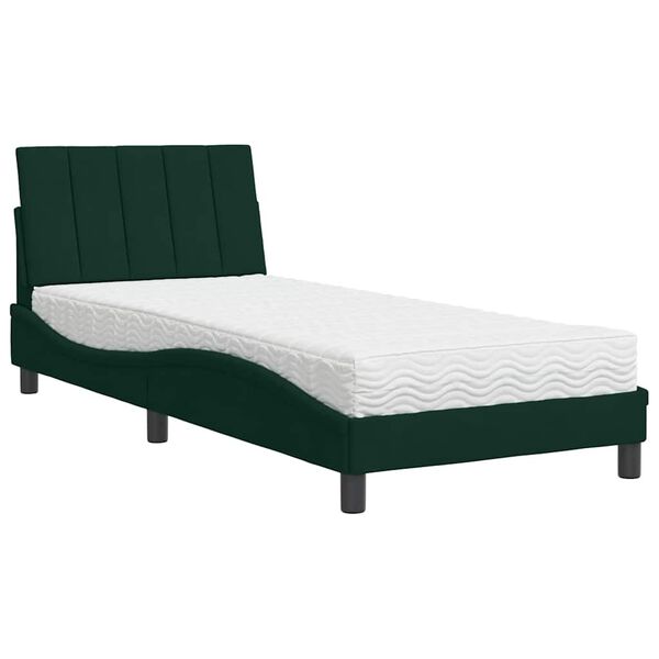 vidaXL Bed with Mattress "Hanko" Dark Green 80x200 cm Velvet