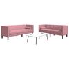 vidaXL Soffgrupp chesterfield 2 delar bolsterkuddar rosa sammet