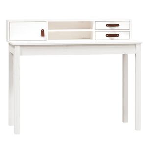 vidaXL Skrivbord vit 110x50x93 cm massiv furu
