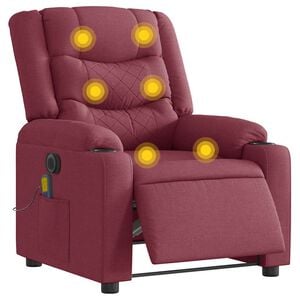 vidaXL Elektrisk massagef&aring;t&ouml;lj vinr&ouml;d tyg