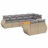 vidaXL Soffgrupp f&ouml;r tr&auml;dg&aring;rden med dynor 9 delar beige konstrotting