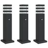 vidaXL Utomhusgolvlampor med sensorer 3st svart 50 cm aluminium