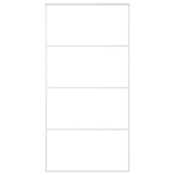 vidaXL Skjutdörr frostat ESG-glas och aluminium 102,5x205 cm vit