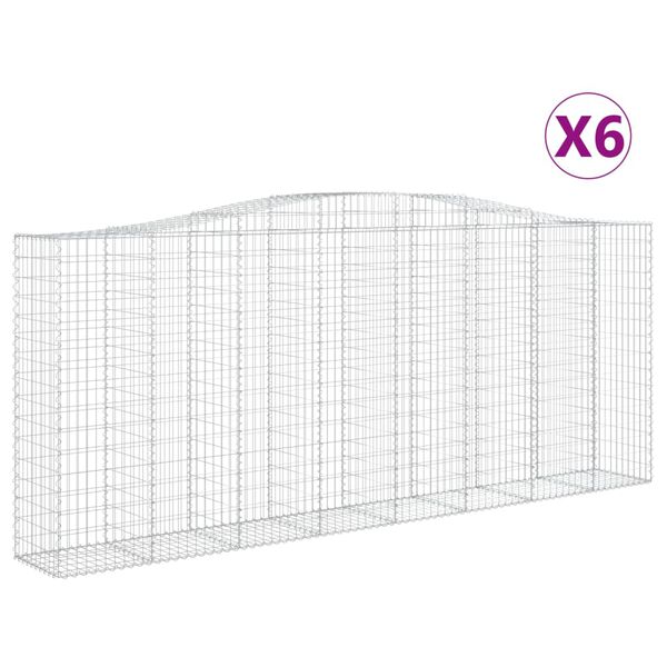 vidaXL Gabion b&aring;gformad 6 st 400x50x160/180 cm galvaniserat j&auml;rn