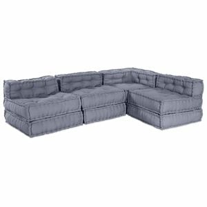 vidaXL Modulsofa enhet 4 pcs Gr&aring; Tyg