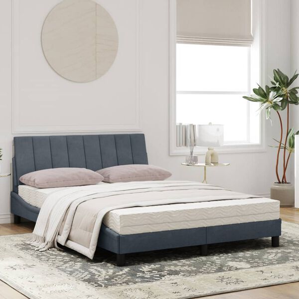 vidaXL Bed with Mattress "Hanko" Dark Grey 120x200 cm Velvet