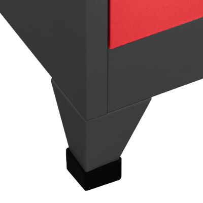 vidaXL Förvaringsskåp antracit och röd 90x45x180 cm stål