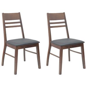 vidaXL Matstolar 2 st Massiv Gummitr&auml; Ljusbrun 43 x 54 x 89 cm