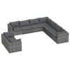 vidaXL Loungegrupp f&ouml;r tr&auml;dg&aring;rden med dynor 9 delar gr&aring; konstrotting