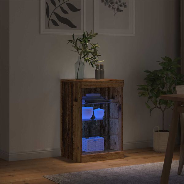 vidaXL LED-sido bord Gammalt tr&auml; 41 x 37 x 67 cm Konstruerat tr&auml;