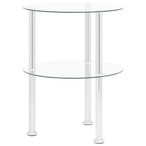 vidaXL Sidobord med 2 hyllplan genomskinligt 38 cm h&auml;rdat glas