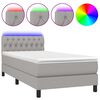 vidaXL Rams&auml;ng med madrass & LED ljusgr&aring; 90x200 cm tyg