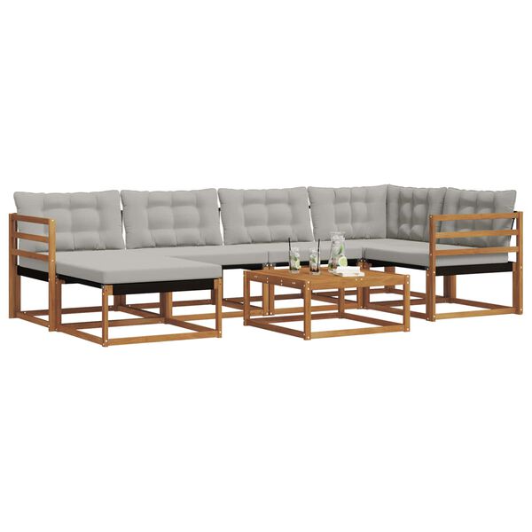 vidaXL Utomhussoffset 7 pcs Naturlig och Ljus Gr&aring; Massivt Akaciatr&auml;