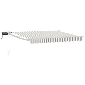 vidaXL Manuell utdragbar markis med LED-lampor Ljusgr&aring; och vit.