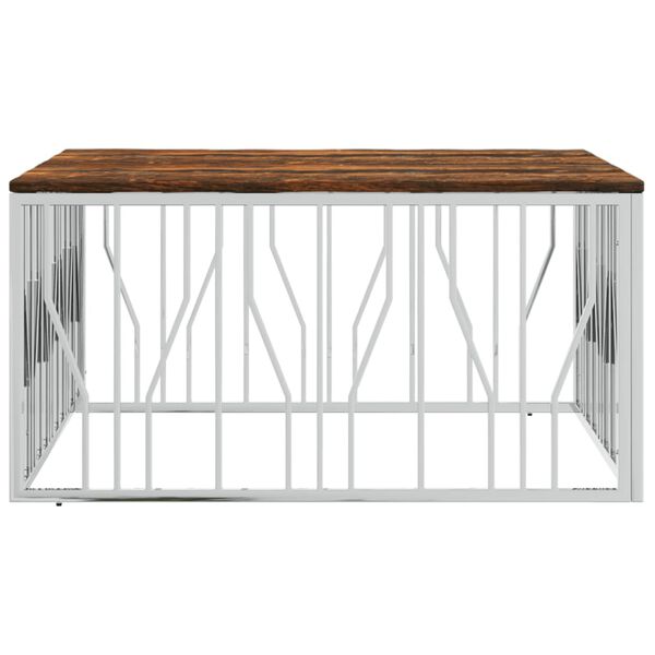 vidaXL Soffbord silver rostfritt stål och massivt återvunnet trä