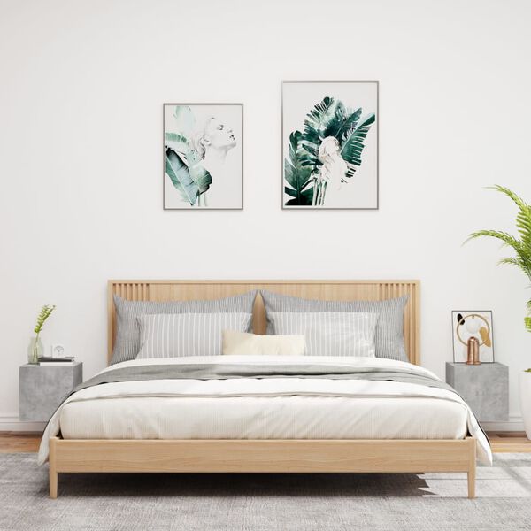 vidaXL V&auml;ggmonterad tv-b&auml;nk LED 2 st betonggr&aring; 30,5x35x30 cm