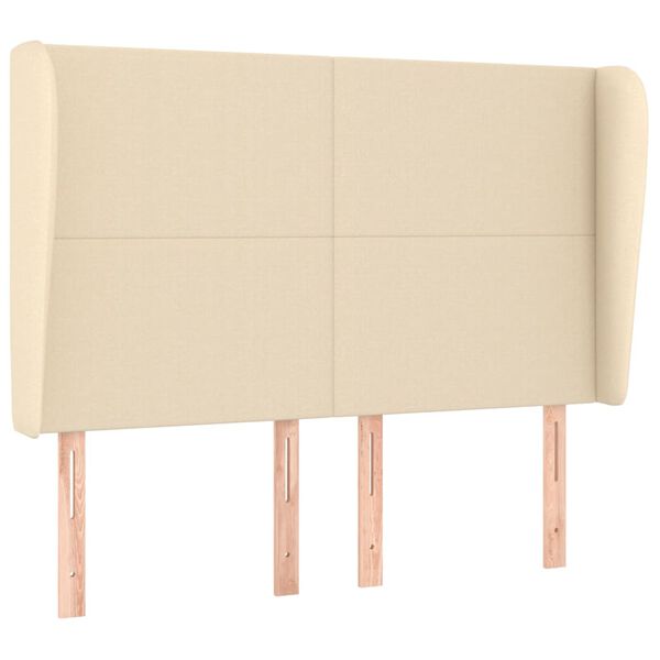 vidaXL S&auml;nggavel med kanter gr&auml;ddvit 147x23x118/128 cm tyg