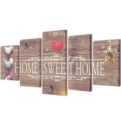 vidaXL Canvastavlor set om 5 Home Sweet Home 100 x 50 cm