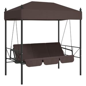 vidaXL Hammock med tak kaffebrun st&aring;l
