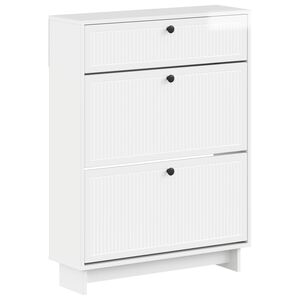 vidaXL Skosk&aring;p EDE 78 x 24 x 103 cm Konstruerat tr&auml; Vit h&ouml;gglans