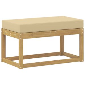 vidaXL Utomhuspall med kudde Vit 80 x 43 x 45 cm Massivt Akaciatr&auml;