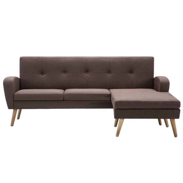 vidaXL Soffa L-formad tygklädsel 186x136x79 cm brun