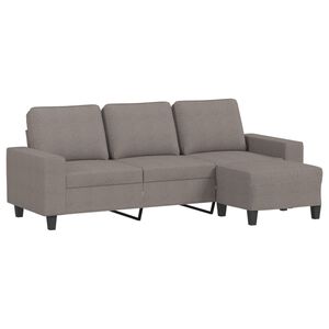 vidaXL 3-sitssoffa med fotpall taupe 180 cm tyg
