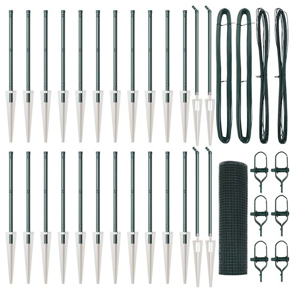 vidaXL St&auml;ngselstolpe Gr&ouml;n 50 x 0,6 m (19 x 19 mm n&auml;t) St&aring;l och PVC