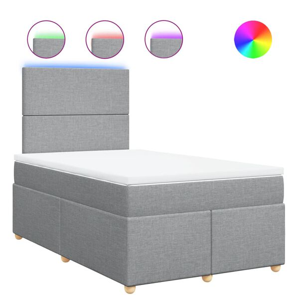 vidaXL Rams&auml;ng med madrass ljusgr&aring; 120x190 cm tyg