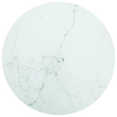 vidaXL Bordsskiva vit Ø70x0,8 cm härdat glas med marmortextur