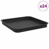 vidaXL Fyrkantig Blomkruka 24 pcs Svart 21 x 21 x 2 cm Plast