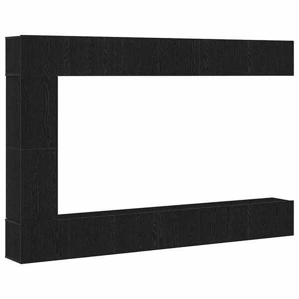 vidaXL TV-bänkset Väggmonterad 9 pcs Svart Ek Konstruerat trä