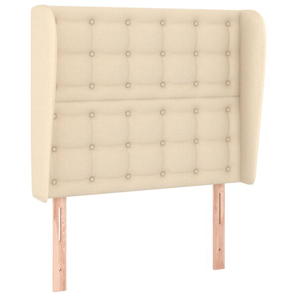 vidaXL Sänggavel med kanter gräddvit 83x23x118/128 cm tyg