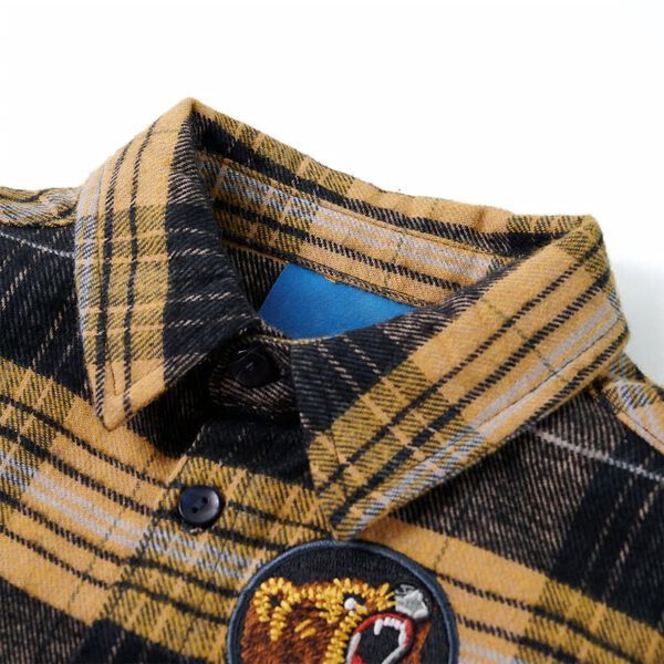 Flanellskjorta för barn gul och svart 140