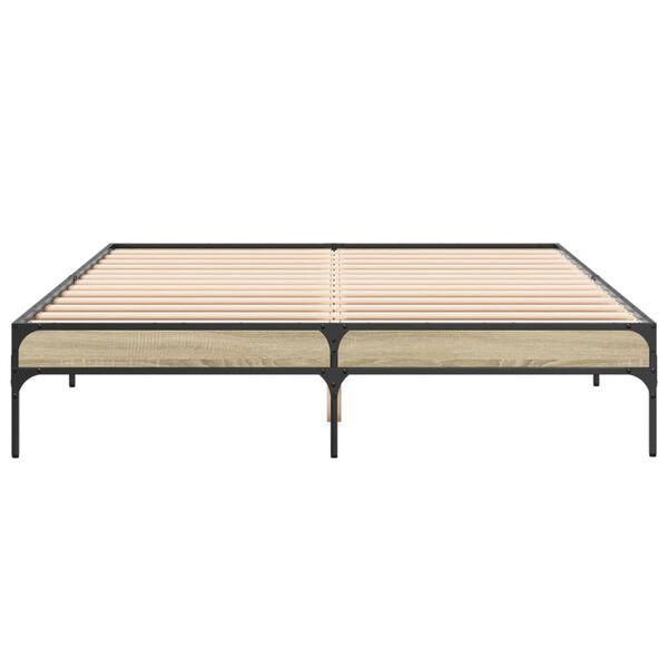 vidaXL Sängram sonoma-ek 150x200 cm konstruerad trä och metall