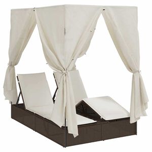 vidaXL Dubbel Solstol med Tak Brun 205 x 129 x 200 cm PE rotting