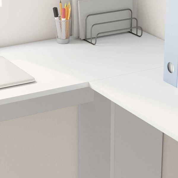 vidaXL Hörnskrivbord med förvaring med hylla Vit 140 x 113,5 x 75 cm