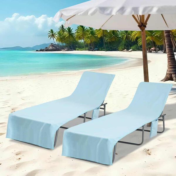 vidaXL Solstolshanddukar 2 pcs Blå 210 x 75 cm Polyester och polyamid