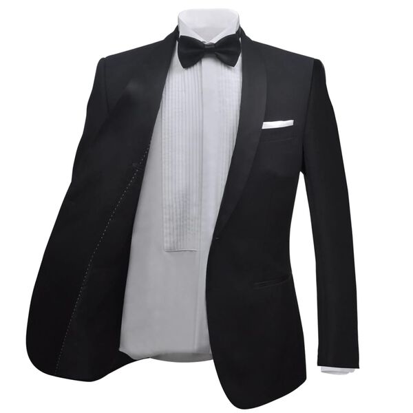 130822 vidaXL Men's Two Piece Black Tie Dinner Suit/Smoking Tuxedo Size 46 Black